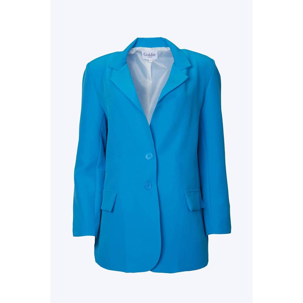 NEW GOLDIE LONDON oversized single-breasted twill crepe blazer in sea blue